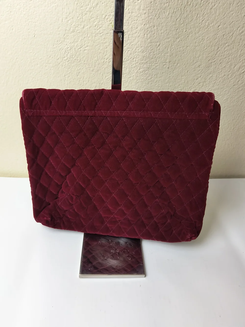 Adrien Arpel Quilted Velvet Cosmetic Bag in Burgundy